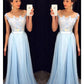 A-Line Prom Dresses Color Block Dress Formal Floor Length Sleeveless Jewel Neck Chiffon with Beading