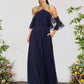 A-Line Bridesmaid Dress Halter Neck Sleeveless Elegant Floor Length Chiffon Pure Color