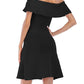 Women's Black Dress Party Dress Cocktail Dress Mini Dress Black Short Sleeve Plain Ruffle Summer Spring Fall Off Shoulder Party Winter Dress Wedding Guest Dress