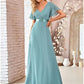 A-Line Evening Gown Elegant Dress Formal Court Train Long Sleeve Illusion Neck Stretch Satin with Pleats Ruched