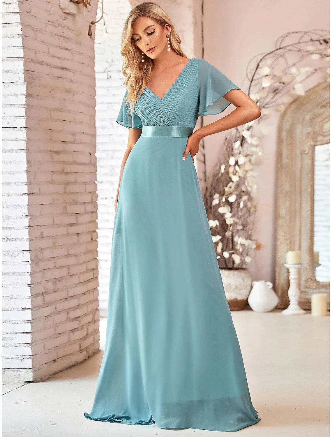 A-Line Evening Gown Elegant Dress Formal Court Train Long Sleeve Illusion Neck Stretch Satin with Pleats Ruched