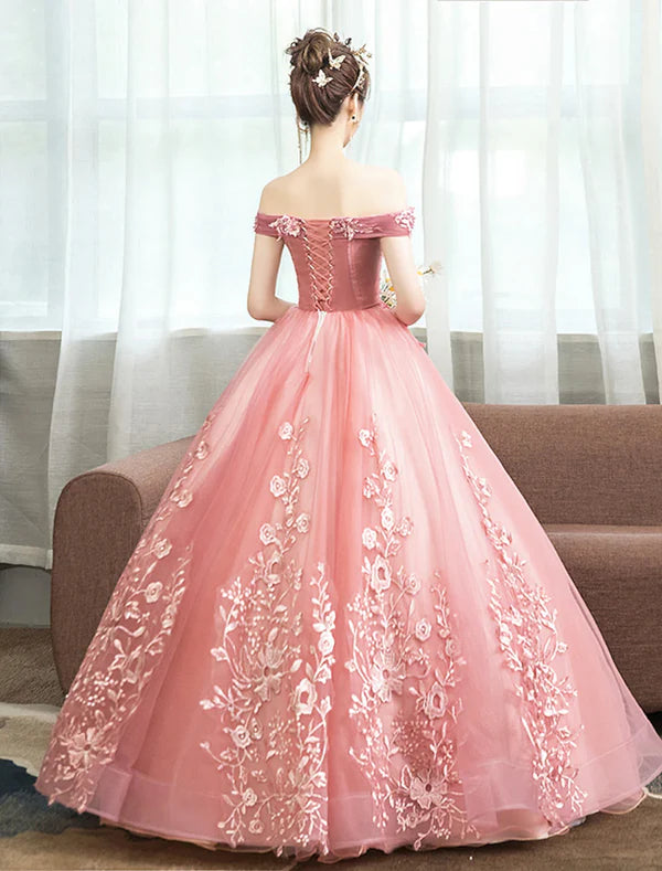 Ball dress adult dress princess dress red and green dress adult dress floor length sleeveless off the shoulder polyester with stickers Prom Dress Quinceanera Dress