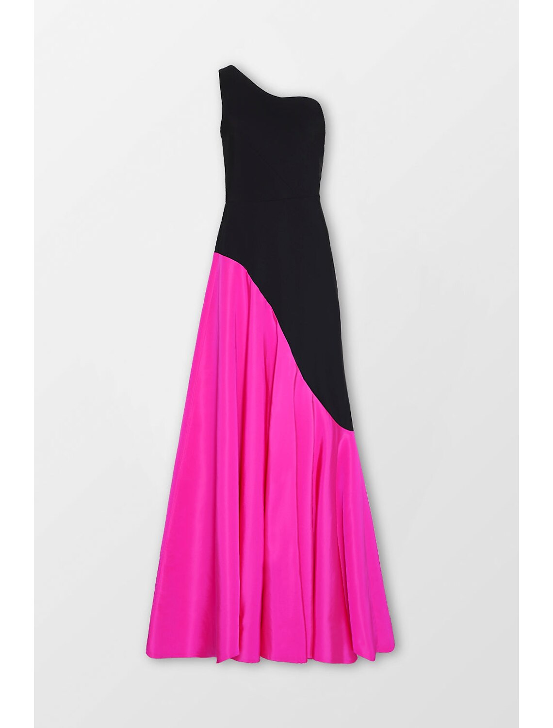 A-Line Evening Gown Color Block Dress Cocktail Party Floor Length Sleeveless One Shoulder Satin