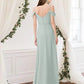 A-Line Bridesmaid Dress V Neck Sleeveless Elegant Floor Length Chiffon with Pleats / Split