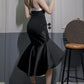 Mermaid / Trumpet Evening Gown Vintage Dress Party Wear Tea Length Sleeveless Spaghetti Strap Wednesday Addams Family Satin