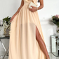 Leisure solid color ruffled edge one shoulder cake skirt evening dress With Slit Party Dress