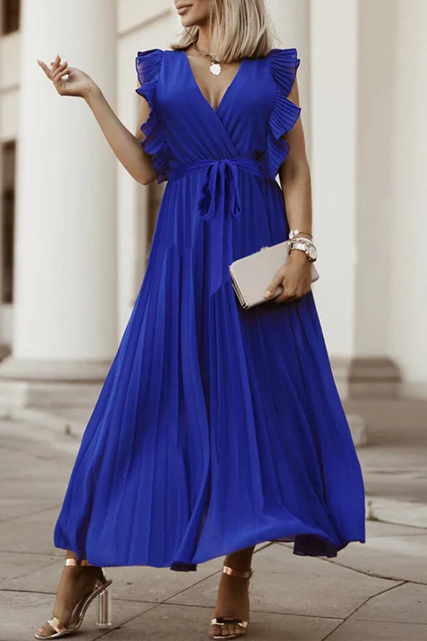 Casual solid color split V-neck cake dress evening dress Party Dress