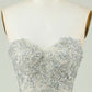 Sweetheart Beaded Light Green Long Prom Dress with Slit Front Off Shoulder Beautiful