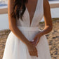 A-line/Princess Deep V-neck and Floor sheer Wedding Dress Sexy Pure Color