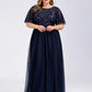 A-Line Prom Dresses Plus Size Dress Wedding Guest Floor Length Short Sleeve Jewel Neck Chiffon