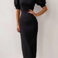 Elegant solid color patchwork O-neck A-line evening dress Party Dress