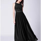 A-Line Prom Dresses Maxi Dress Wedding Guest Floor Length Sleeveless Jewel Neck Chiffon with Pleats