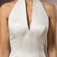 Hall Wedding Dresses Sheath / Column Halter Sleeveless Floor Length Satin Bridal Gowns With Sash