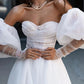 A line Sweetheart Hall casual wedding dress with sleeves pearl countryside style bride dress Sexy