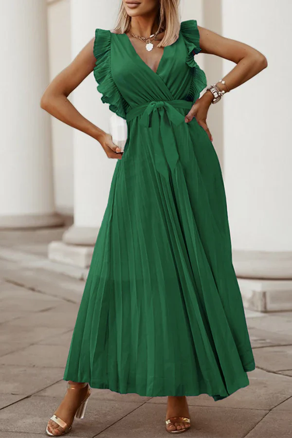 Casual solid color split V-neck cake dress evening dress Party Dress