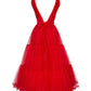 A-Line Prom Dresses Princess Dress Wedding Guest Tea Length Sleeveless V Neck Tulle with Bow(s)