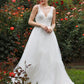 Hall Wedding Dresses Princess Plunging Neck Sleeveless Chapel Train Tulle Bridal Gowns
