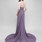 A-Line Mother of the Bride Dress Elegant Scoop Neck Floor Length Chiffon Half Sleeve No with Criss Cross