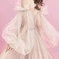 A-Line Elegant Boho Engagement Formal Evening Birthday Dress Scoop Neck Long Sleeve Sweep / Brush Train Tulle with Pleats