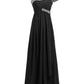 Sheath / Column Evening Gown Beautiful Back Dress Wedding Guest Floor Length Short Sleeve One Shoulder Chiffon