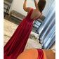 A-Line Prom Dresses Empire Dress Formal Court Train Sleeveless Scoop Neck Lace Backless