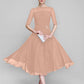 A-Line Mother of the Bride Dress Fall Wedding Guest Dresses Plus Size Elegant Bateau Neck Tea Length Chiffon Half Sleeve