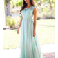 A-Line Bridesmaid Dress Jewel Neck Sleeveless Elegant Floor Length Chiffon / Lace with Sash / Ribbon