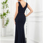 Mermaid / Trumpet Evening Gown Glittering Dress Prom Wedding Party Floor Length Sleeveless V Neck Polyester