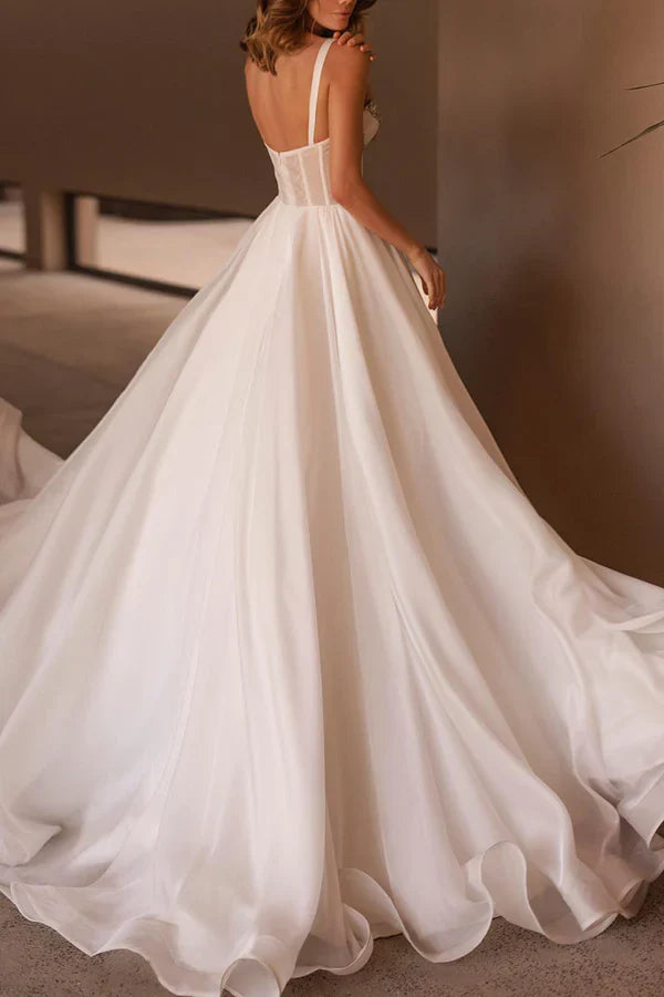 A line Sweetheart Hall casual wedding dress with beaded minimalist bride dress Sexy