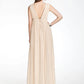 A-Line Bridesmaid Dress V Neck Sleeveless Beautiful Back Floor Length Chiffon with Pleats / Beading