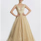 Ball Gown Prom Dresses Sparkle Dress Wedding Quinceanera Floor Length Sleeveless V Neck Tulle