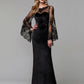 Sheath / Column Elegant Dress Wedding Guest Floor Length Long Sleeve Illusion Neck Lace