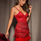 Sheath / Column Party Dresses Vintage Dress Homecoming Short / Mini Sleeveless Spaghetti Strap Sequined with Fringe Sequin