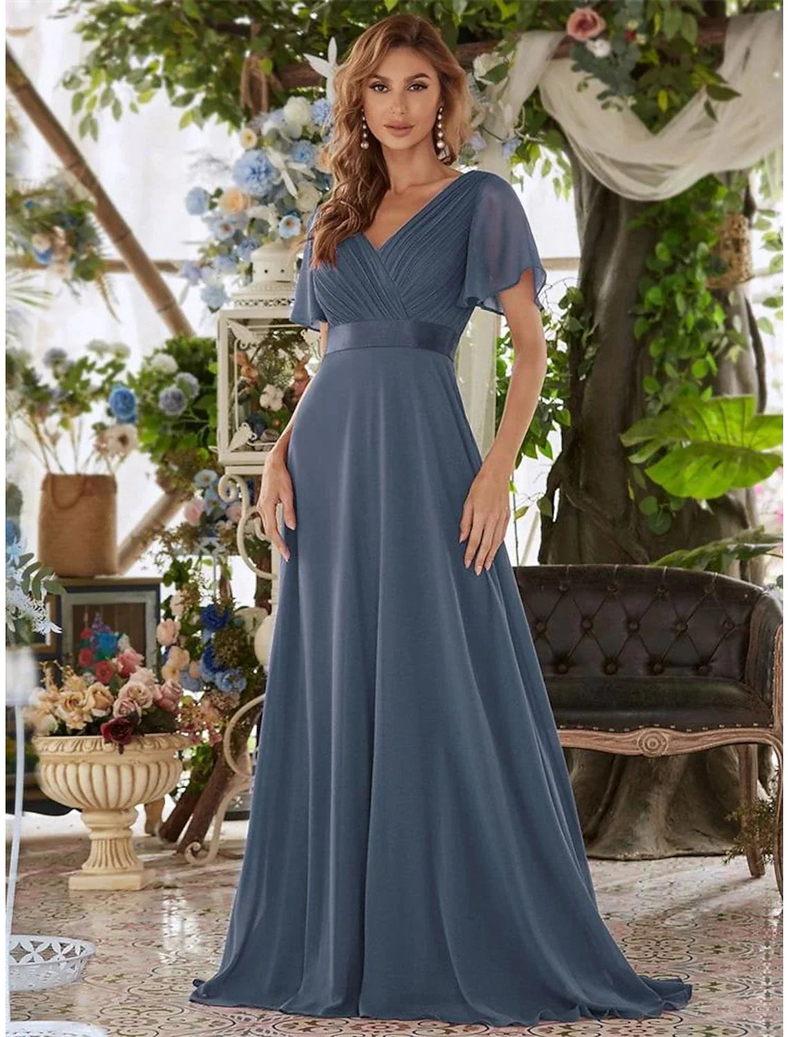 A-Line Evening Gown Elegant Dress Formal Court Train Long Sleeve Illusion Neck Stretch Satin with Pleats Ruched