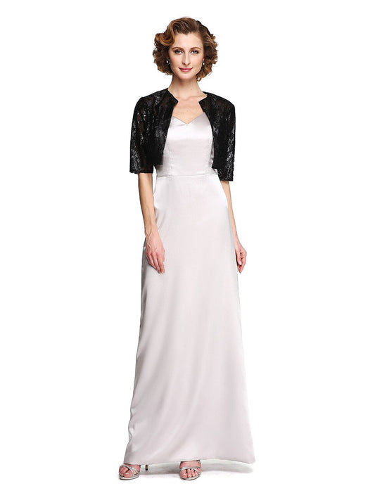 Sheath / Column Mother of the Bride Dress Two Piece Spaghetti Strap Floor Length Stretch Satin Sleeveless yes