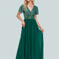 A-Line Mermaid / Trumpet Evening Gown Elegant Dress Christmas Floor Length Short Sleeve V Neck Sequined