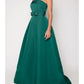 A-Line Evening Gown Vintage Dress Engagement Sweep / Brush Train Sleeveless Strapless Satin with Sleek