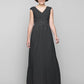 A-Line Mother of the Bride Dress Elegant V Neck Floor Length Chiffon Sleeveless with Criss Cross