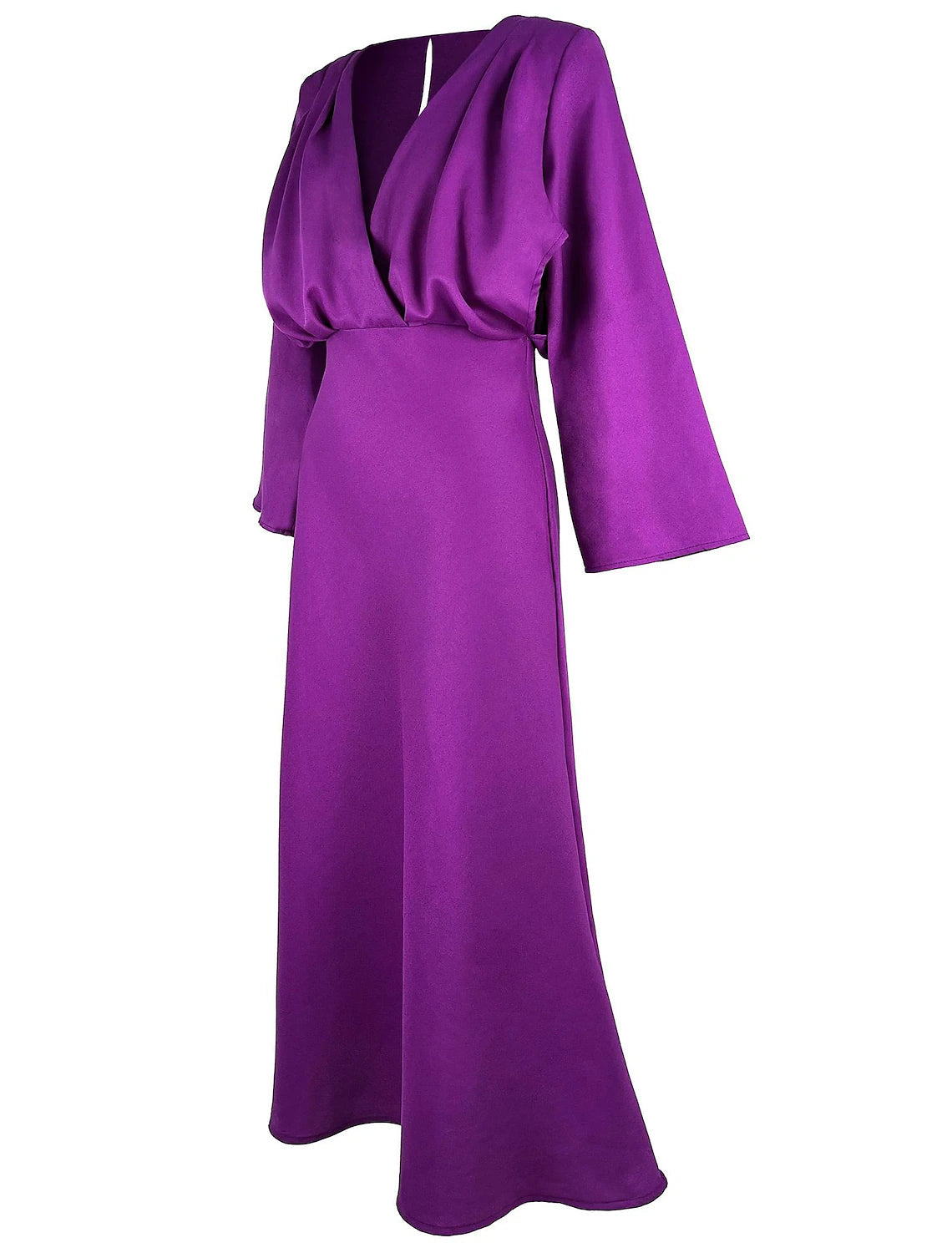 A-Line Wedding Guest Dresses Elegant Dress Holiday Ankle Length Long Sleeve V Neck Polyester