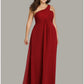 A-Line Evening Gown Empire Dress Formal Evening Floor Length Sleeveless One Shoulder Bridesmaid Dress Chiffon Backless