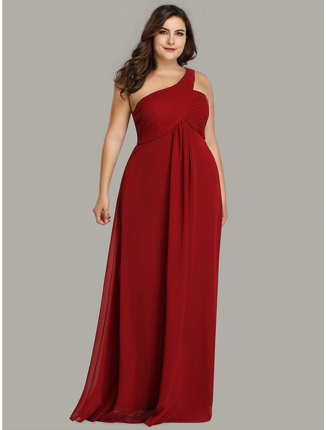 A-Line Evening Gown Empire Dress Formal Evening Floor Length Sleeveless One Shoulder Bridesmaid Dress Chiffon Backless