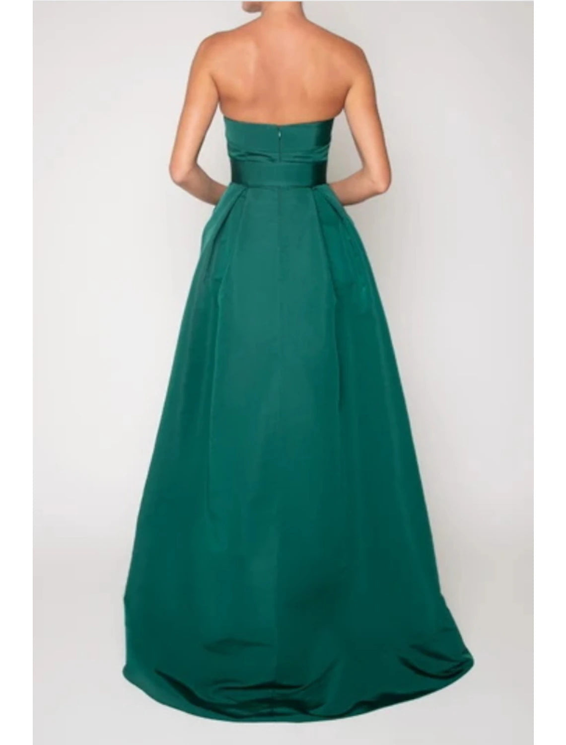 A-Line Evening Gown Vintage Dress Engagement Sweep / Brush Train Sleeveless Strapless Satin with Sleek