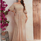 A-Line Wedding Guest Dresses Sparkle & Shine Dress Formal Sweep / Brush Train Half Sleeve Off Shoulder Polyester