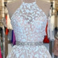 A-Line Homecoming Dresses Floral Dress Holiday Short / Mini Sleeveless Halter Tulle