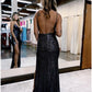 Mermaid / Trumpet Prom Dresses Sparkle & Shine Dress Formal Wedding Guest Floor Length Sleeveless V Neck Sequined Backless