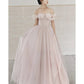 A-Line Prom Dresses Empire Dress Prom Sweep / Brush Train Short Sleeve Sweetheart Tulle with Pleats