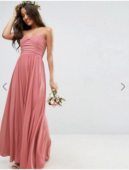 Princess / A-Line Bridesmaid Dress Sweetheart Sleeveless Floor Length Chiffon with Sash / Ribbon / Pleats