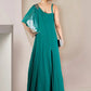 A-Line Mother of the Bride Dress Formal Wedding Guest Elegant One Shoulder Floor Length Chiffon Sleeveless with Pleats