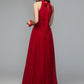 A-Line Bridesmaid Dress High Neck Sleeveless Furcal Floor Length Chiffon with Pleats / Split