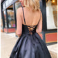 A-Line Prom Dresses Open Back Dress Formal Floor Length Sleeveless V Neck Pocket Stretch Satin Backless with Pleats Beading